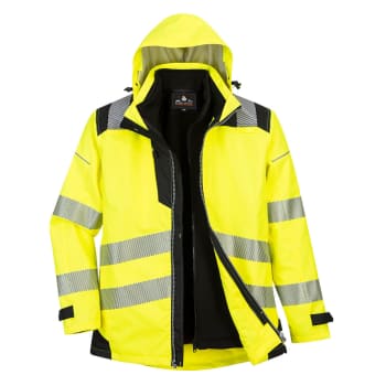 PORTWEST PW3 HI-VIS 3-I-1 JAKKE, GUL/SORT