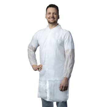 BESØKSFRAKK HVIT M/BORRELÅSER FRONT, NON WOVEN