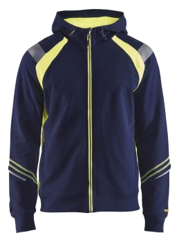 BLÅKLÄDER HETTEGENSER MED GLIDELÅS, MARINE/GUL