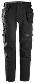 SNICKERS ARBEIDSBUKSE MED STRETCH OG HYLSERLOMME, SORT