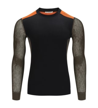 ACLIMA WOOLNET HYBRID CREW NECK, SORT ORANGE, GRØNN