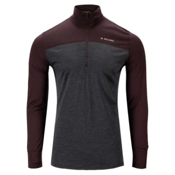 ACLIMA LIGHTWOOL 180 POLO M/ZIP HERRE, BRUN/GRÅ