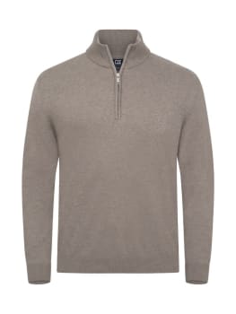 CUTTER & BUCK OAKVILLE HALF ZIP SWEATER MEN, BEIGE