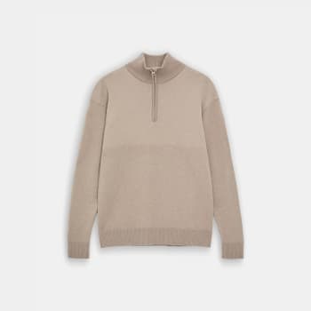 TUFTE ROBIN STITCH HALF-ZIP DAME, TAUPE