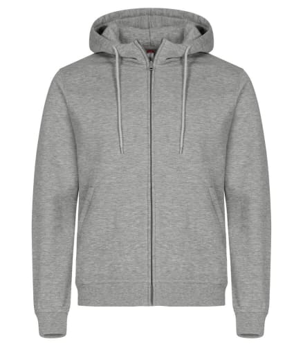 CLIQUE MIAMI HOODY FULL ZIP, GREY MELANGE