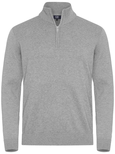 CUTTER & BUCK OAKVILLE HALF ZIP SWEATER MEN, GRÅ