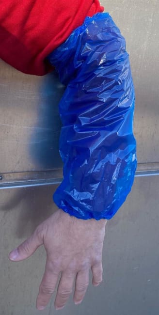 ENGANGS ARMBESKYTTER, 40CM, BLÅ (100 STK)