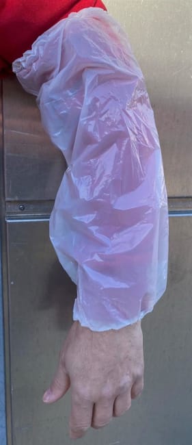 ENGANGS ARMBESKYTTER, 40CM, HVIT (100 STK)