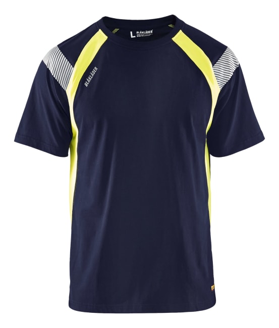 BLÅKLÄDER T-SKJORTE VARSEL, MARINEBLÅ/GUL