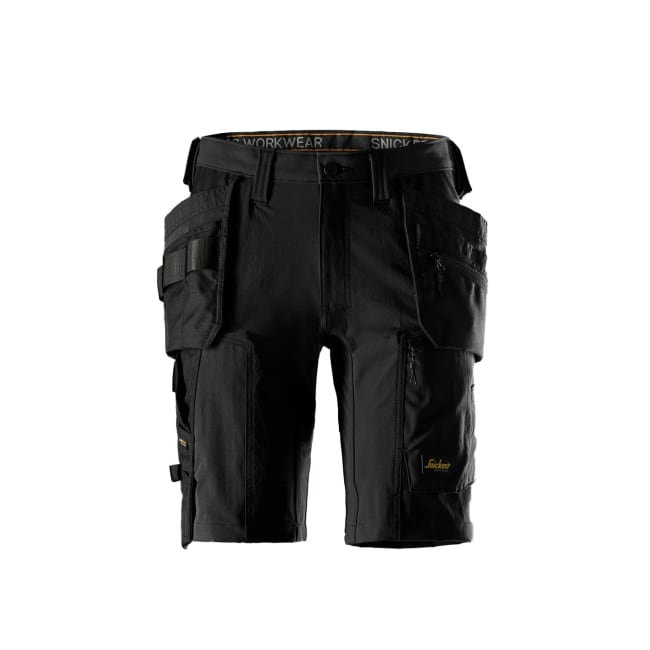 SNICKERS SHORTS MED STRETCH OG HYLSTERLOMMER, SORT