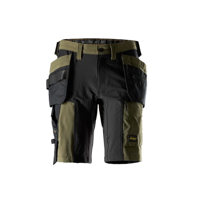SNICKERS SHORTS MED STRETCH OG HYLSTERLOMMER, GRØNN/SORT