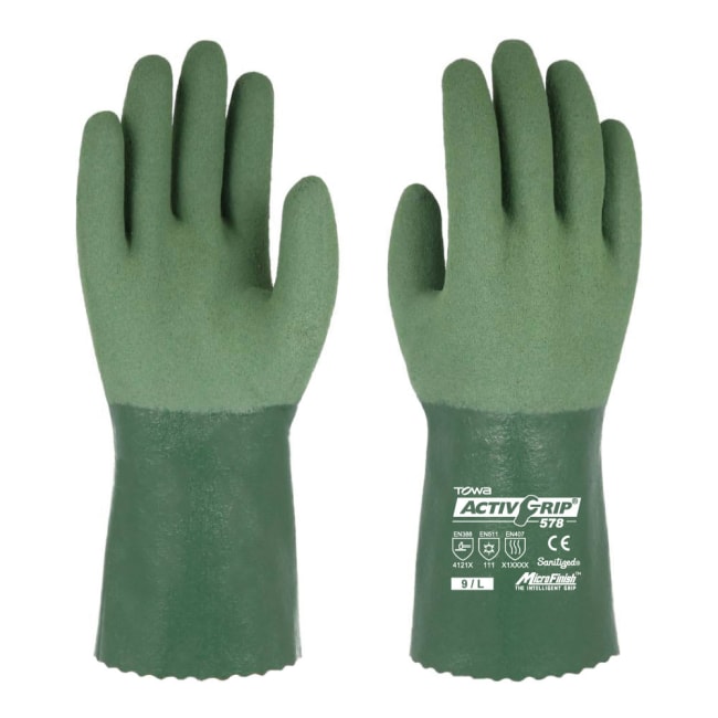 TOWA GRØNN NITRILHANSKE M/FLEECEFÔR