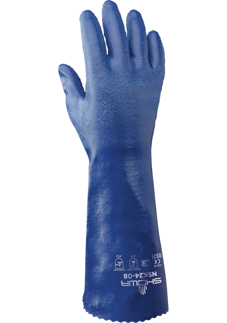 SHOWA BLÅ NITRILHANSKE 35 CM, MATVAREGODKJENT, NEDBRYTBAR