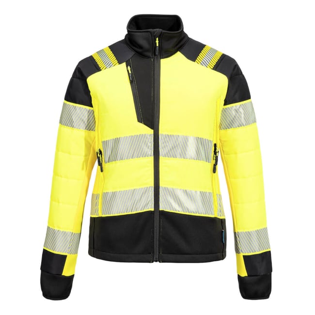 PORTWEST PW3 HI-VIS HYBRID-BAFFEL DAMEJAKKE, GUL/SORT