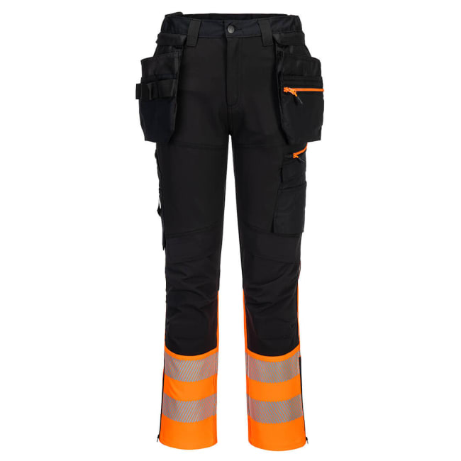 PORTWEST HI-VIS KL.1 HÅNDVERKSBUKSE, ORANGE/SORT