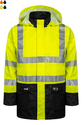 LYNGSØE PU-REGNJAKKE GUL/MARINE