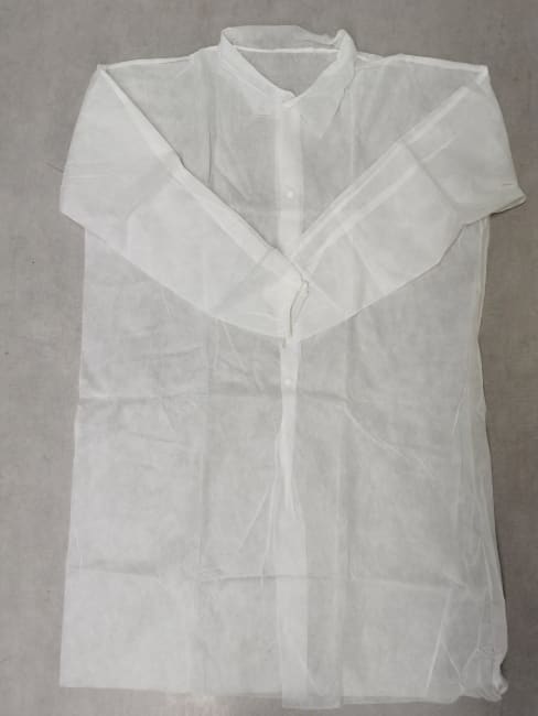 BESØKSFRAKK HVIT, NON-WOVEN M/KNAPPER