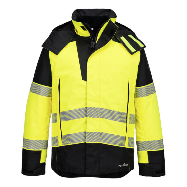 PORTWEST PW3 FR MODAFLAME HI-VIS VINTERJAKKE, GUL/SORT