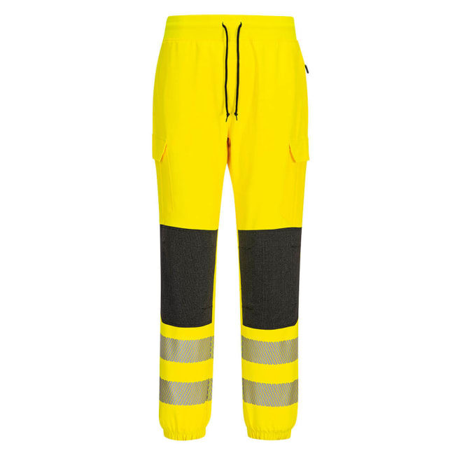 PORTWEST PW3 HI-VIS FLEXI BUKSE, GUL/SORT