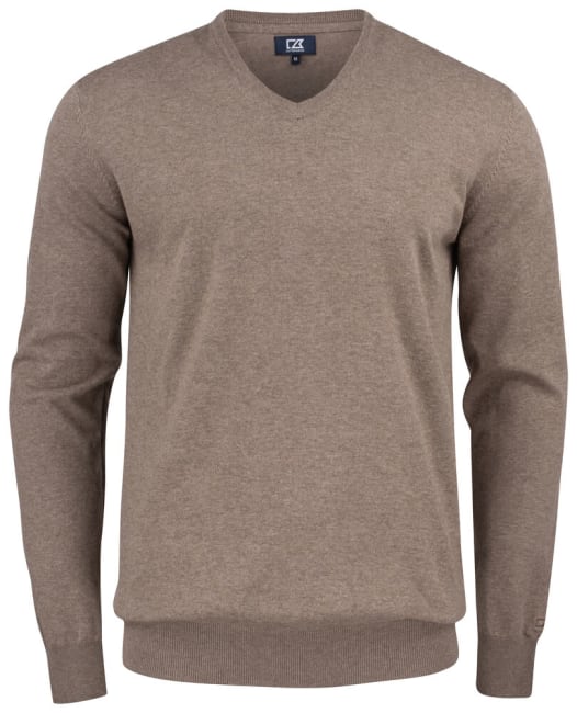 CUTTER & BUCK OAKVILLE V-NECK MEN, NOUGAT MELANGE