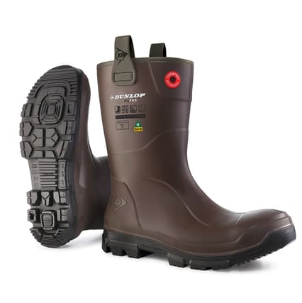 DUNLOP RIGPRO VERNEGUMMISTØVEL, U/FÔR, MØRK BRUN