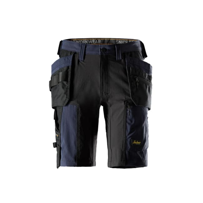 SNICKERS SHORTS MED STRETCH OG HYLSTERLOMMER, BLÅ/SORT