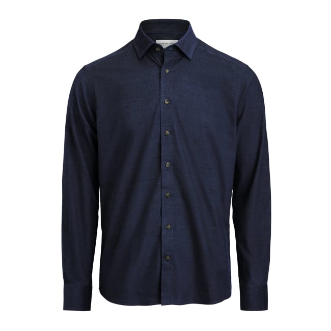 JH&F INDIGO BOW 134 CORD SKJORTE, MARINE