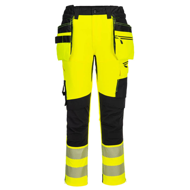 PORTWEST DX4 HÅNDVERKSBUKSE AVTAKBARE LOMMER, GUL/SORT KL.2