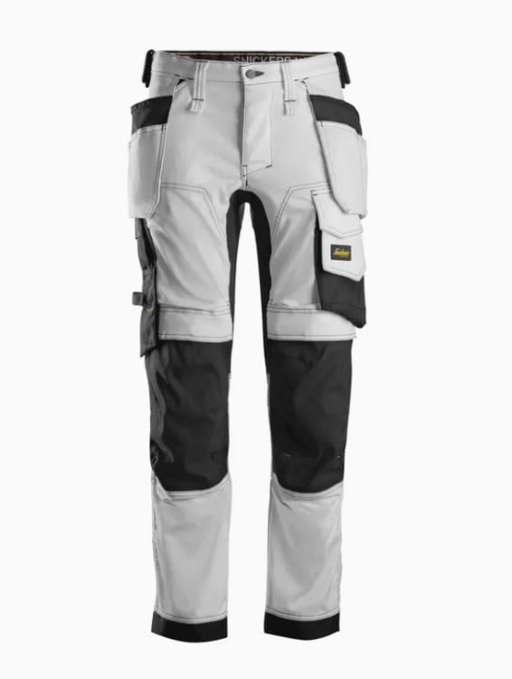 SNICKERS ARBEIDSBUKSE MED STRETCH OG HYLSTERLOMMER, HVIT