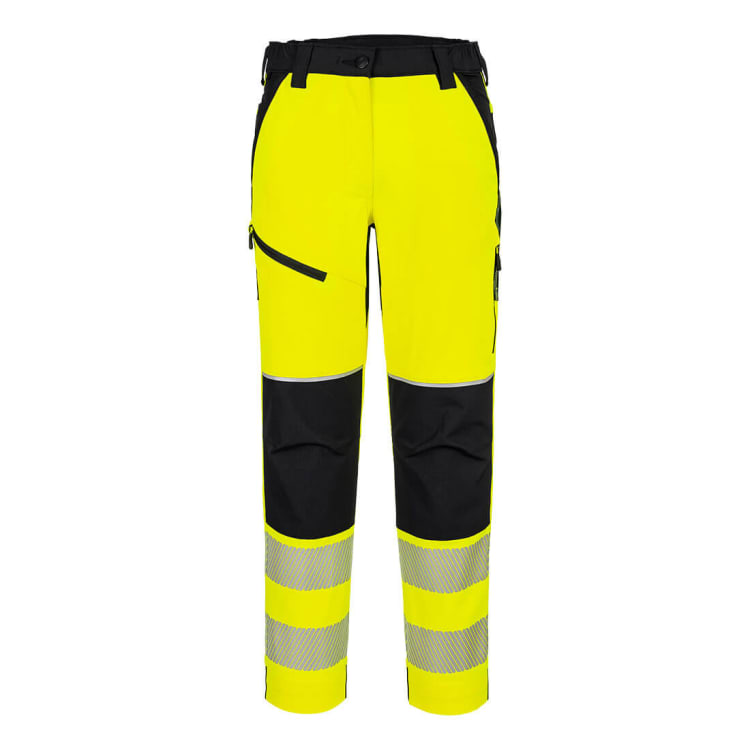 PORTWEST PW3 HI-VIS STRETCHBUKSE DAME, GUL/SORT