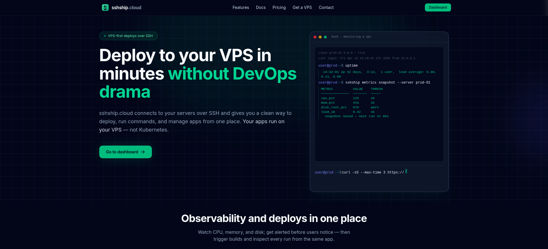 SSHCloud deployment workflow
