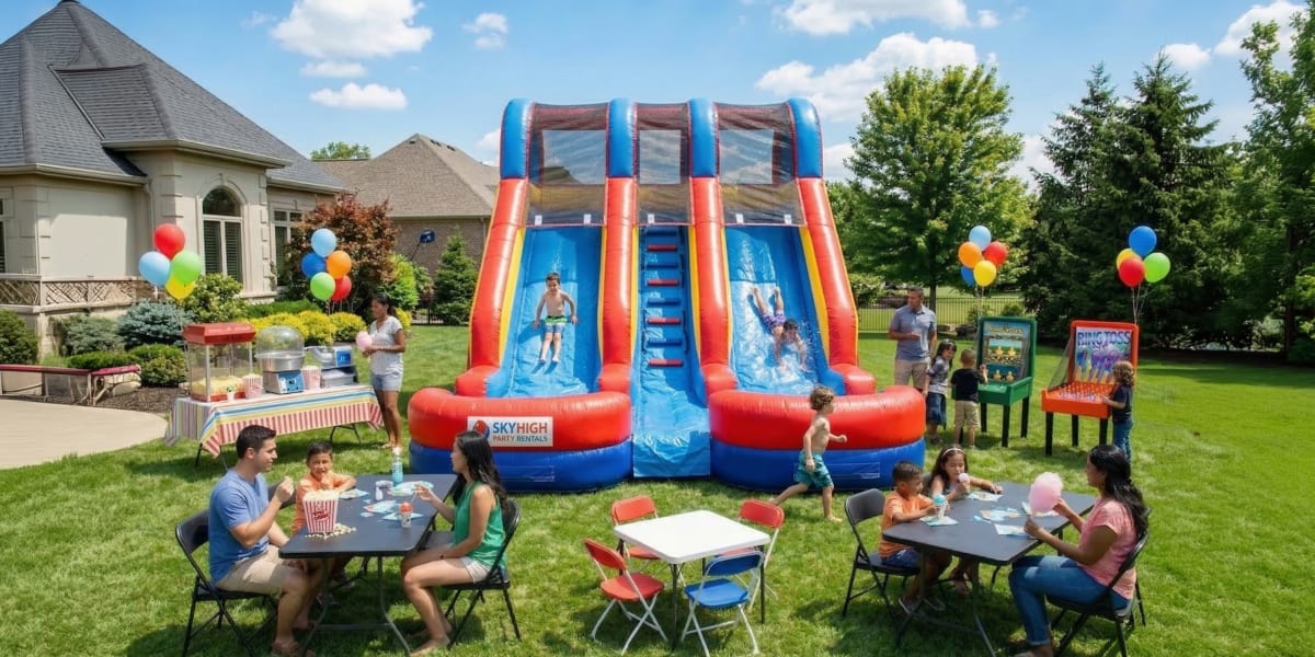 Slide Bar Rental USA | Dual Lane Inflatable Slide | Sky High Party Rentals