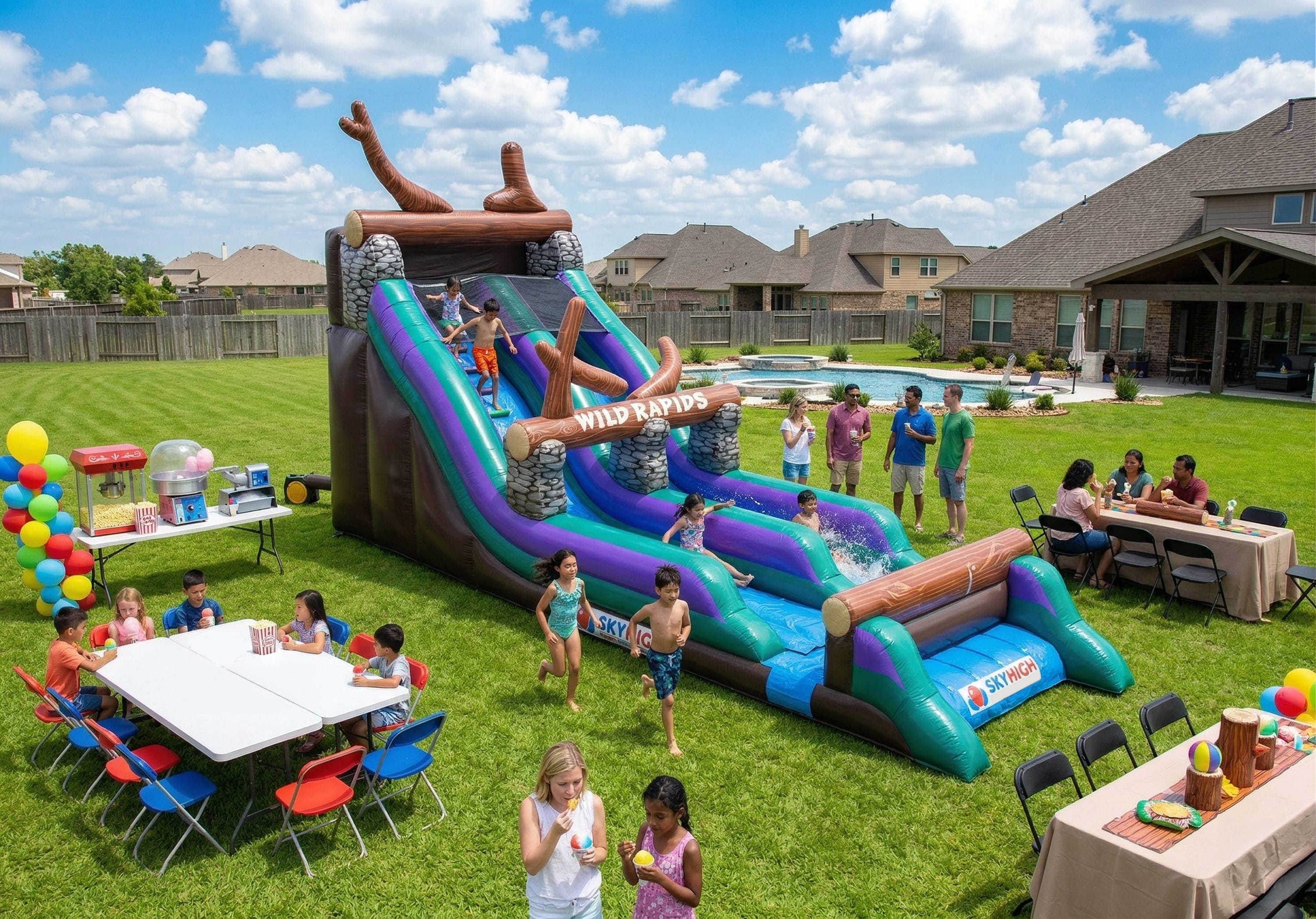 Wild Rapids Water Slide Rental delivered to Houston, Austin, Dallas, San Antonio and across the USA.