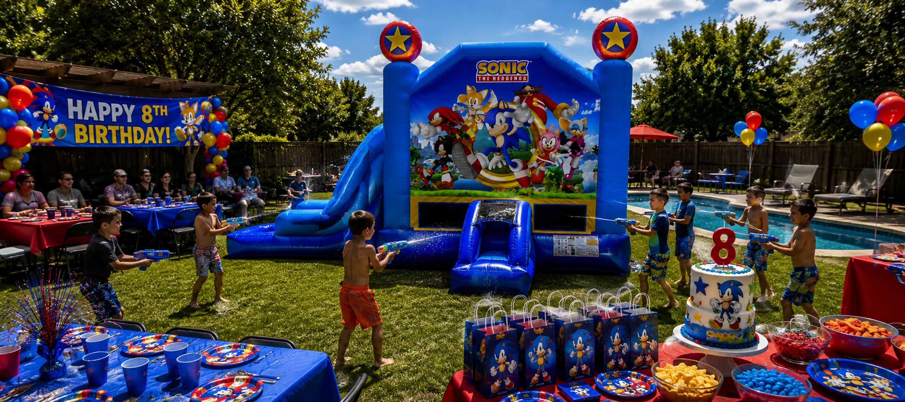 Sonic the hedgehog Water Slide Bounce House for rent