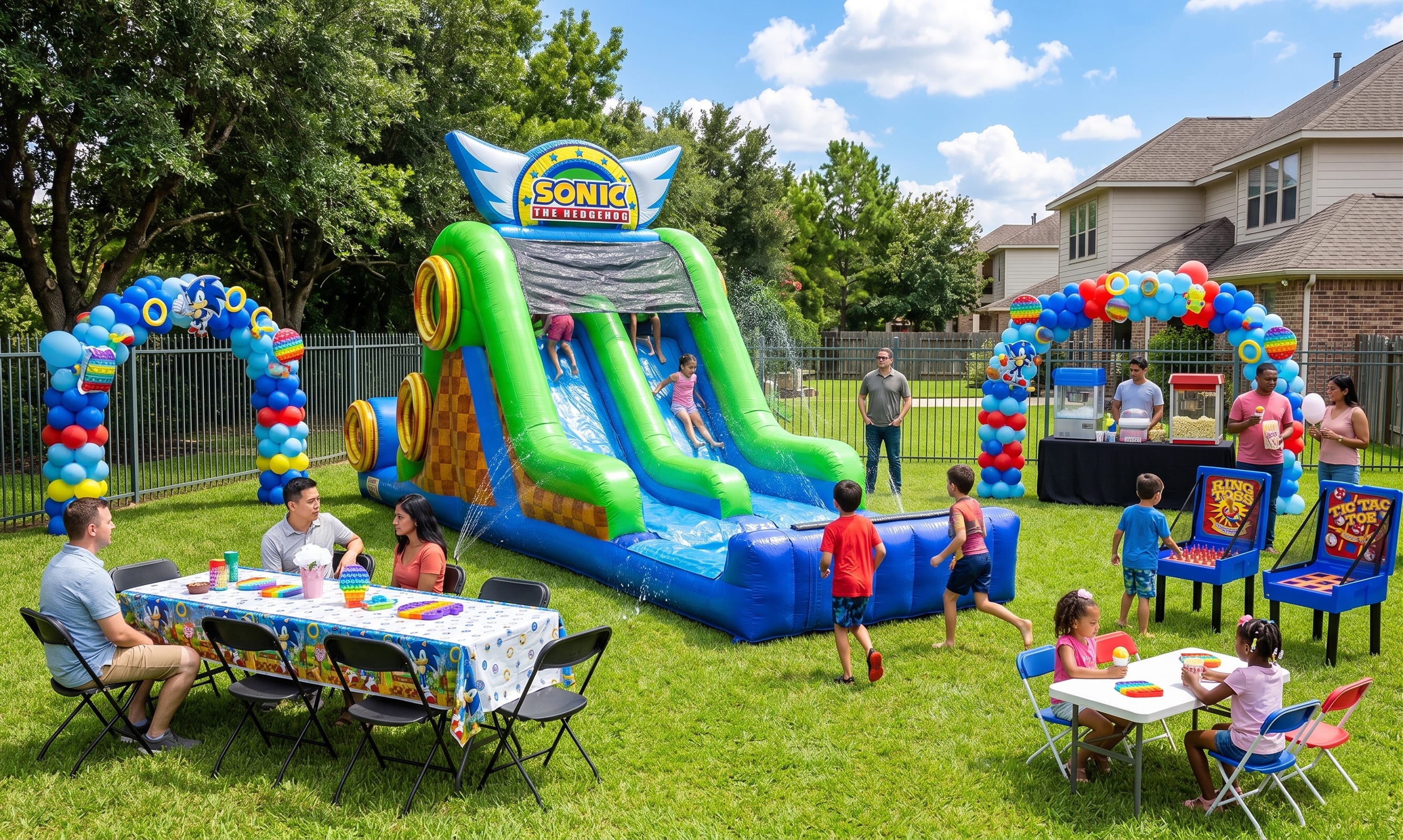 Backyard kids Sonic the Hedgehog Water Slide Party