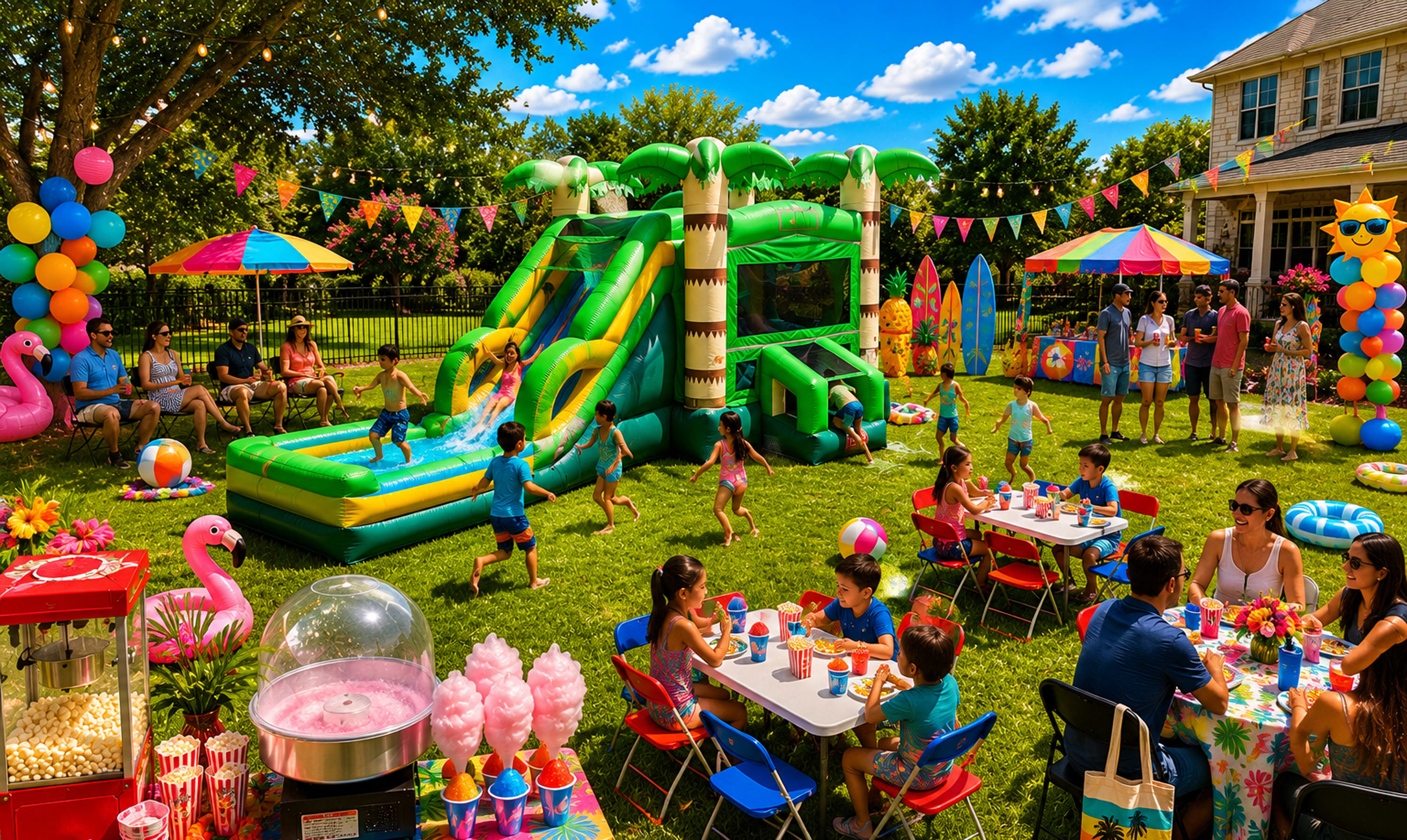 Palm Tree Bounce House Combo Rental Kids climbing