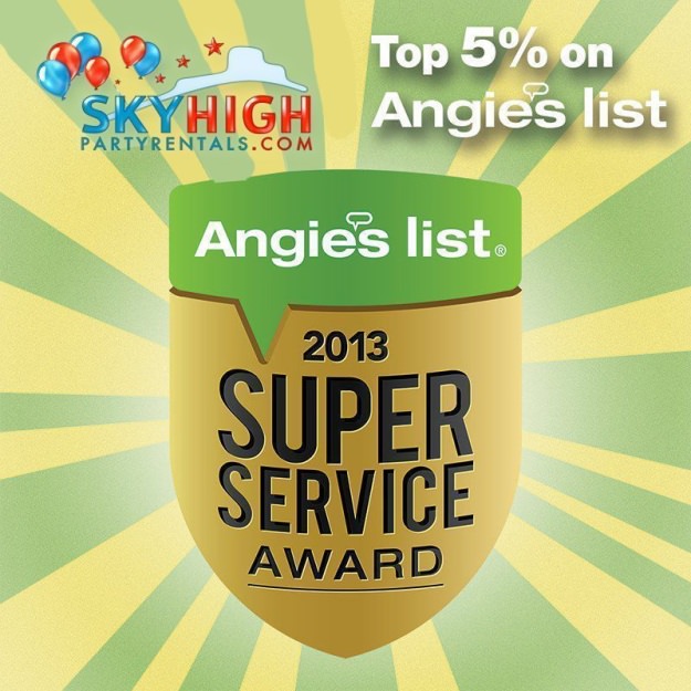 Sky High Party Rentals Wins Angie's List Super Service Award