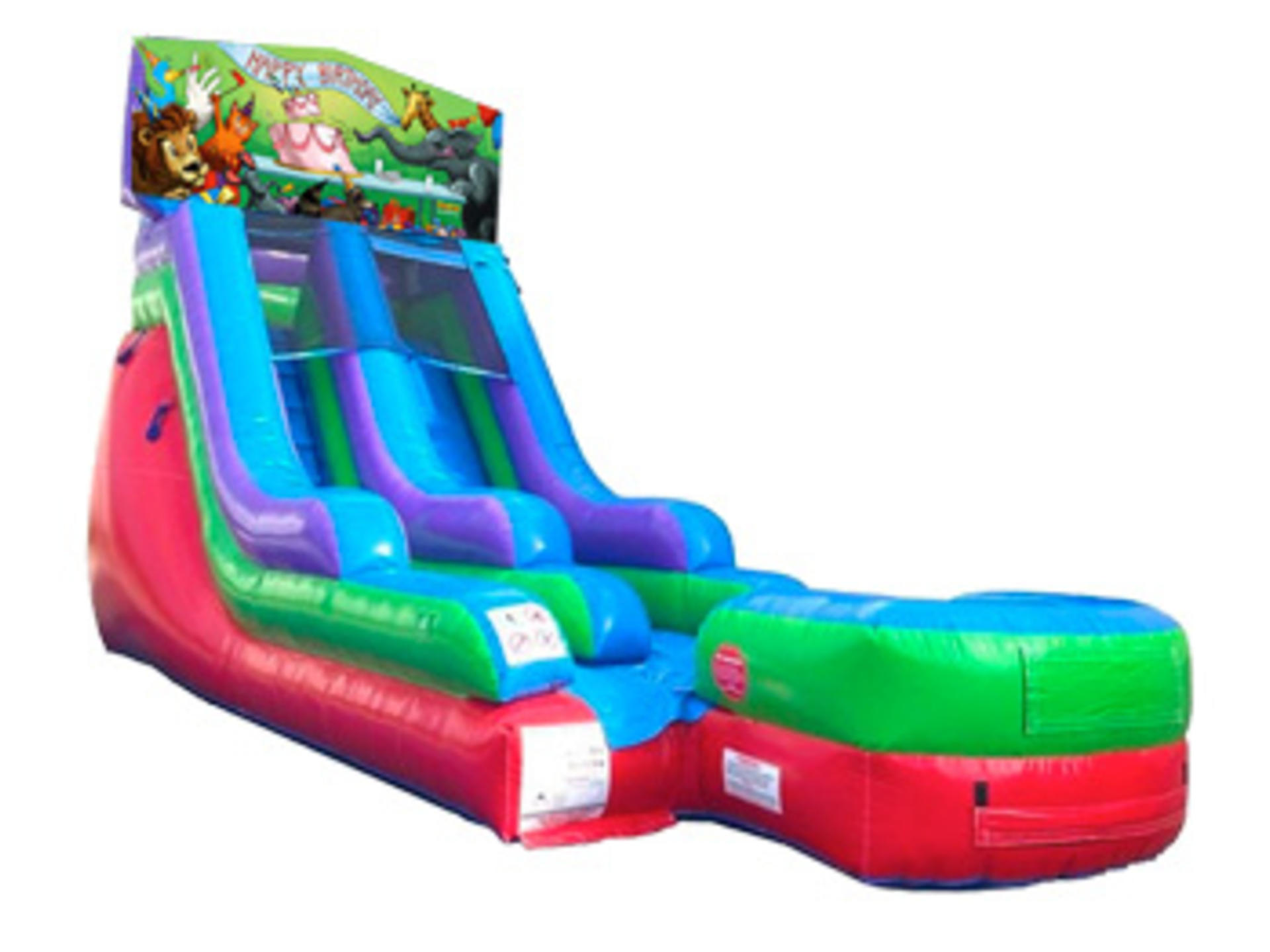 15ft Happy Birthday Animal Retro Wet/Dry Slide
