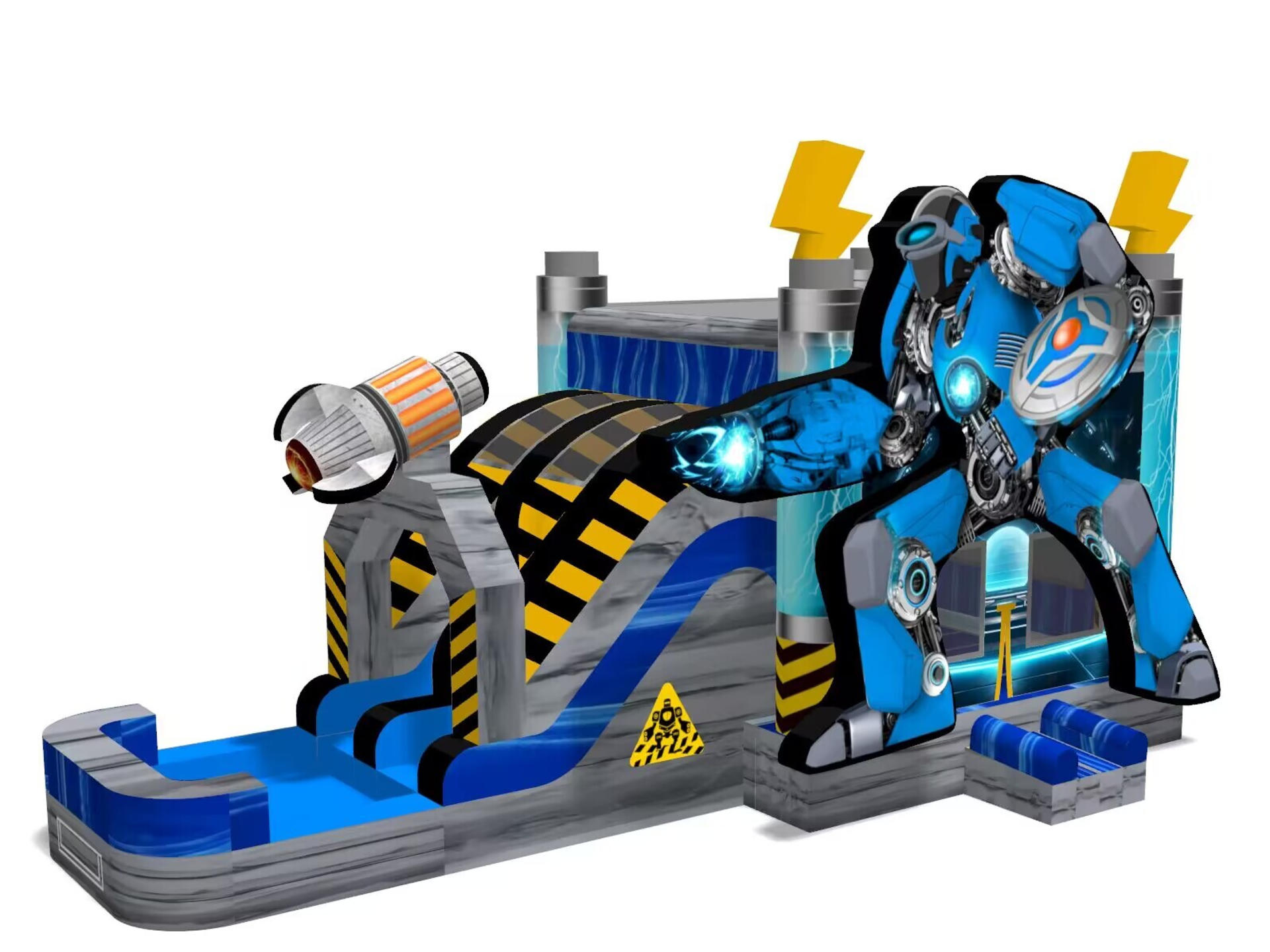Blue Robot Bounce House Combo w/ (Dry or Wet/Water Slide)