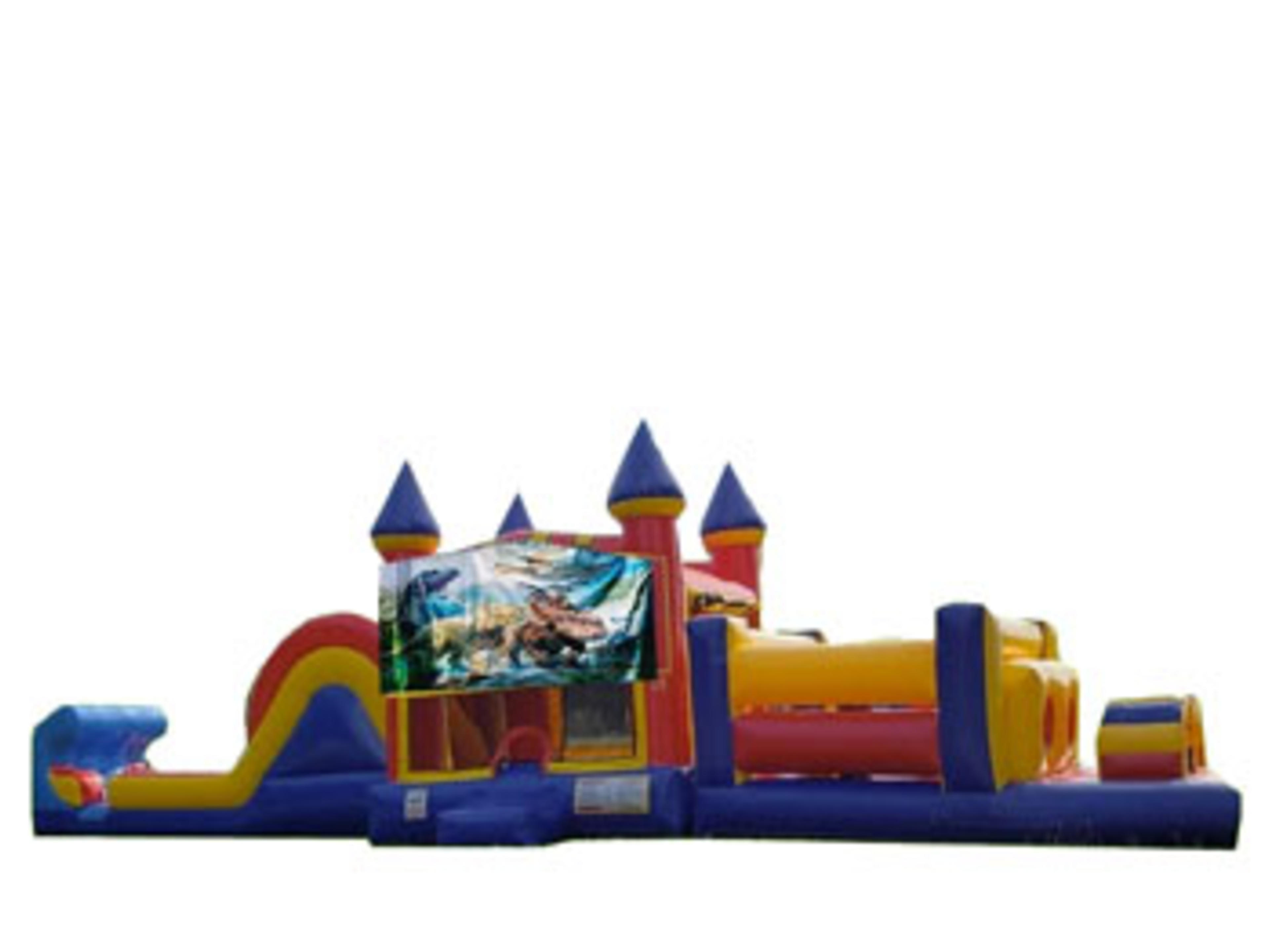 50ft Dinosaurs Obstacle w/ Wet or Dry Slide