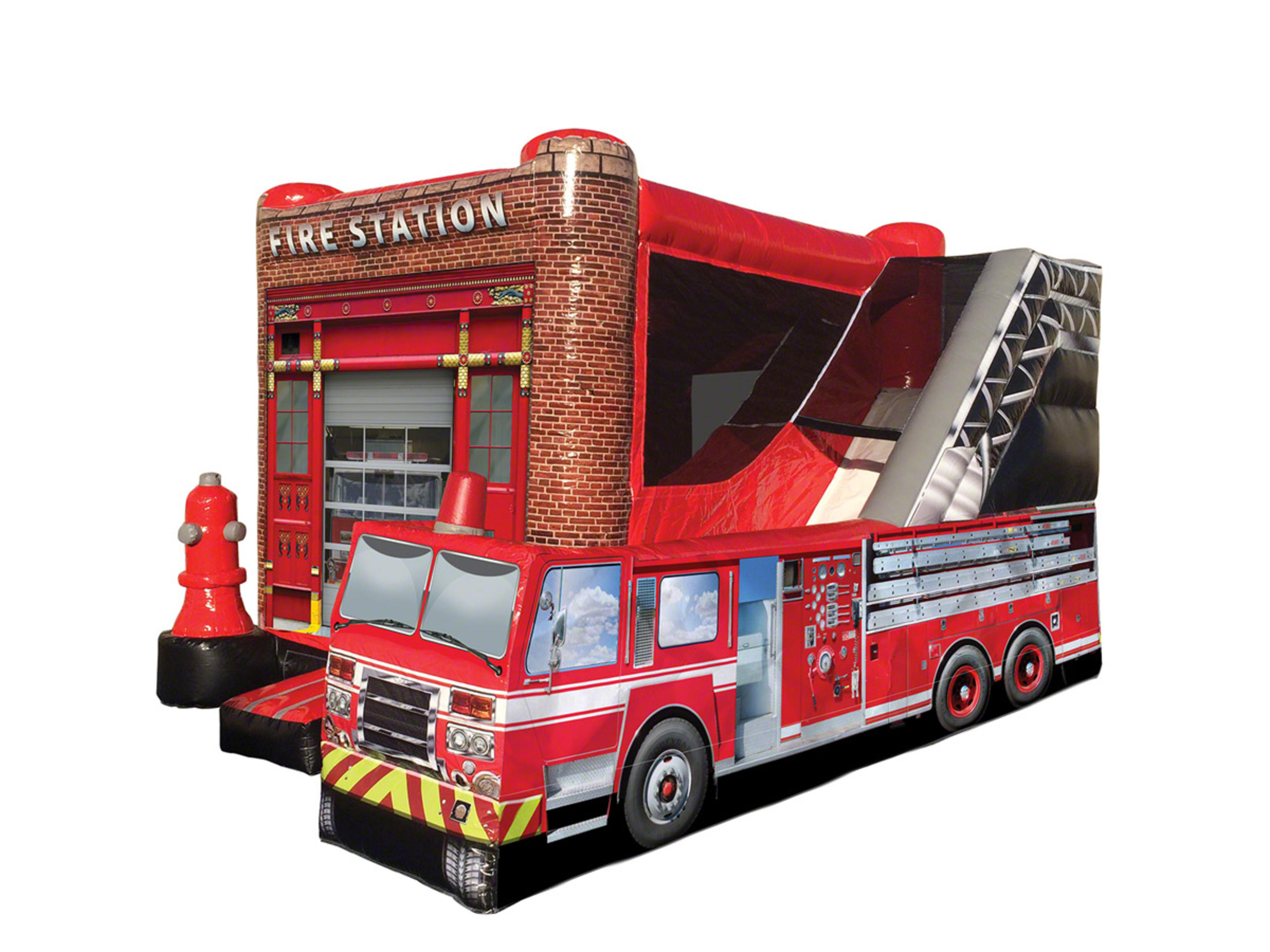 Fire Station Bounce House Combo w/ (Dry or Wet/Water Slide)