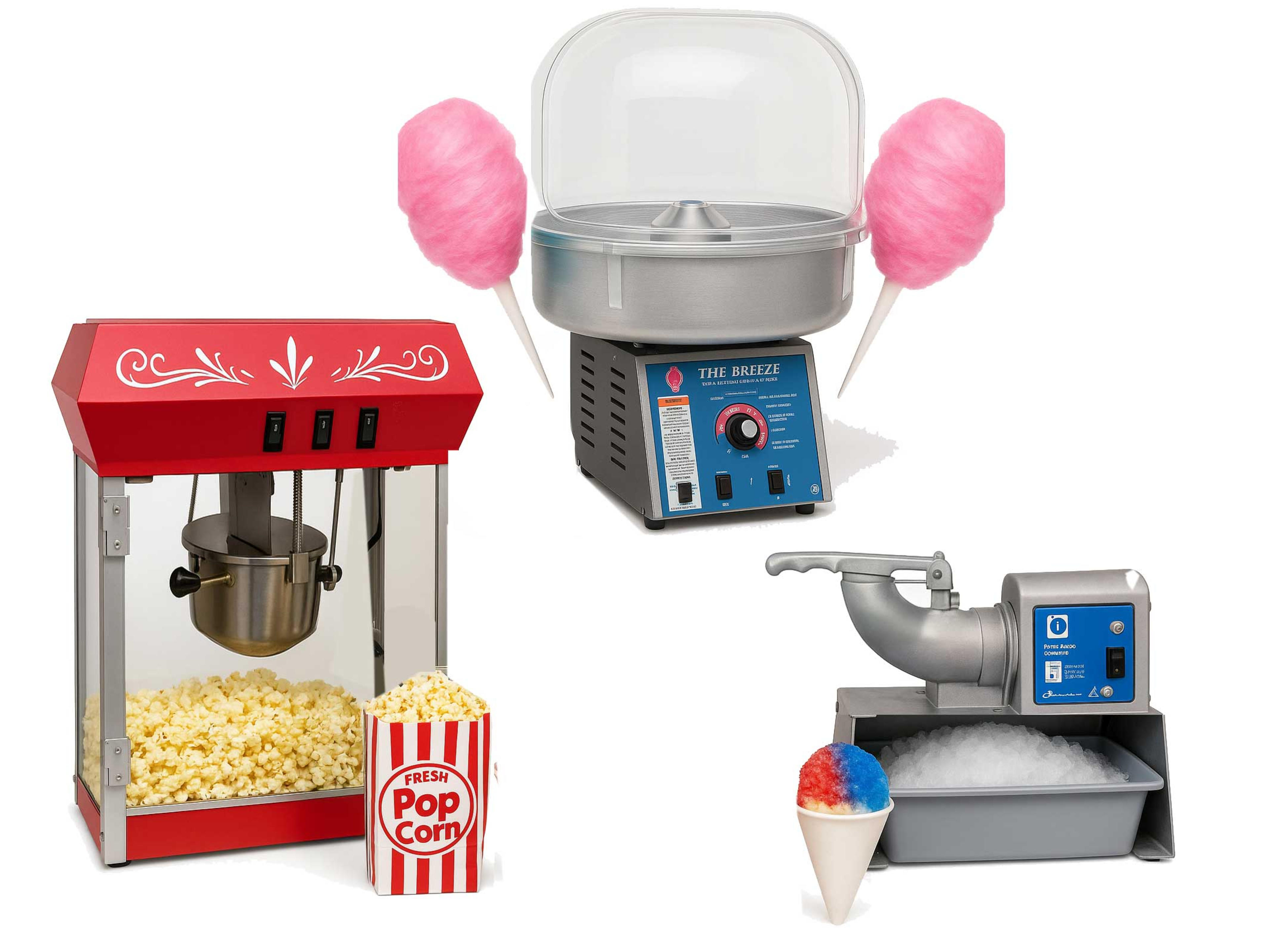 Popcorn Cotton Candy Snow Cone Machine 3 Concession Package