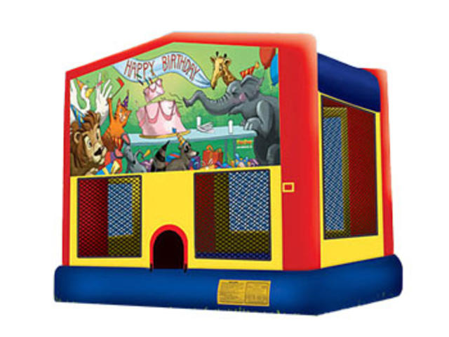 13 x 13 Happy Birthday Animal Bounce House Moonwalk