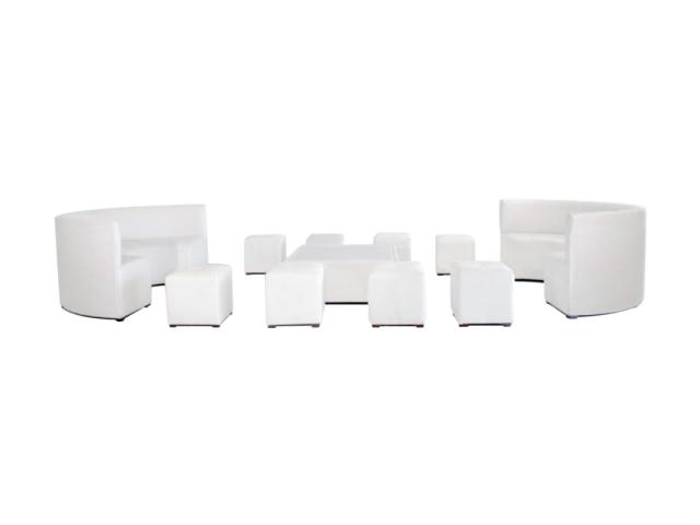 Lounge Furniture Booth + Square Ottoman Set for 16