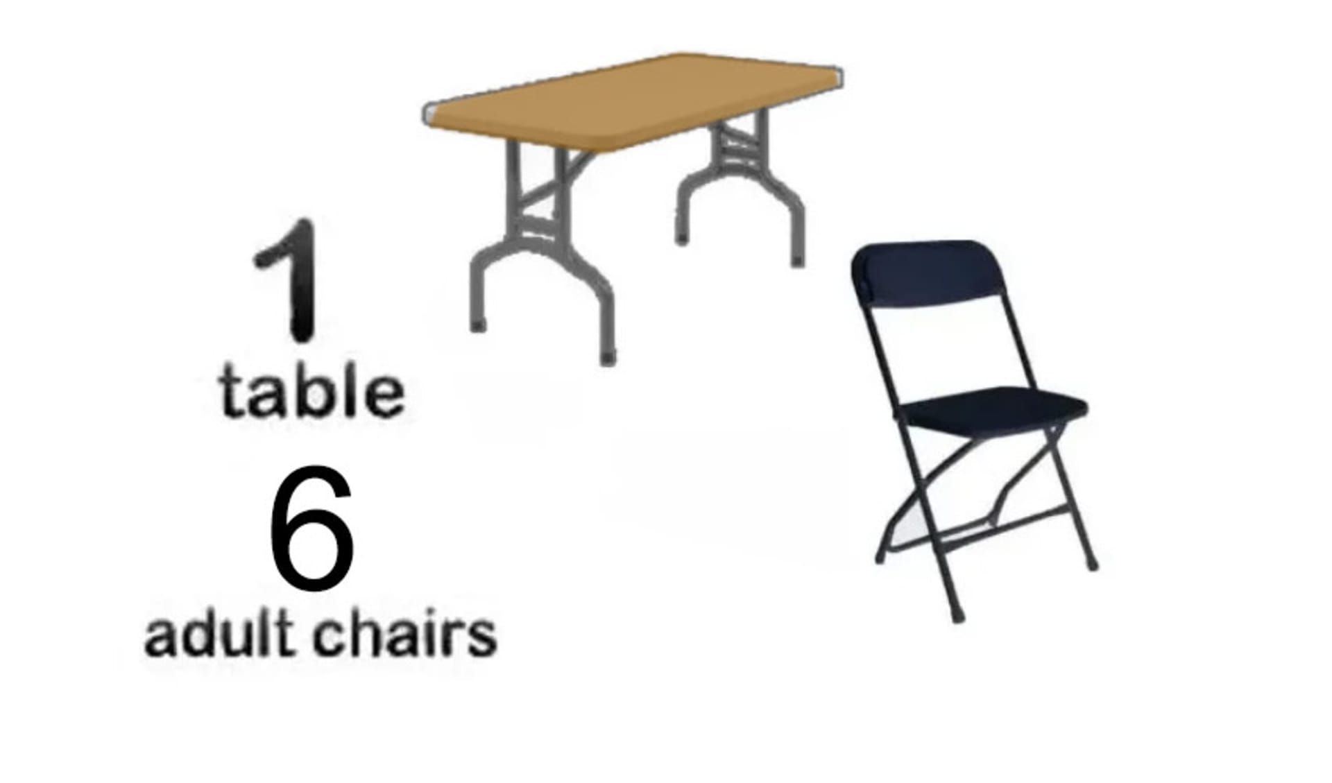 1 6ft table with 6 chairs rental