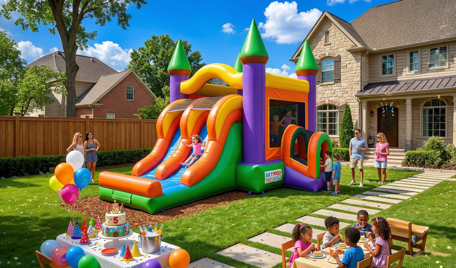 3in1 toddler bounce house at a birthday party for toddlers