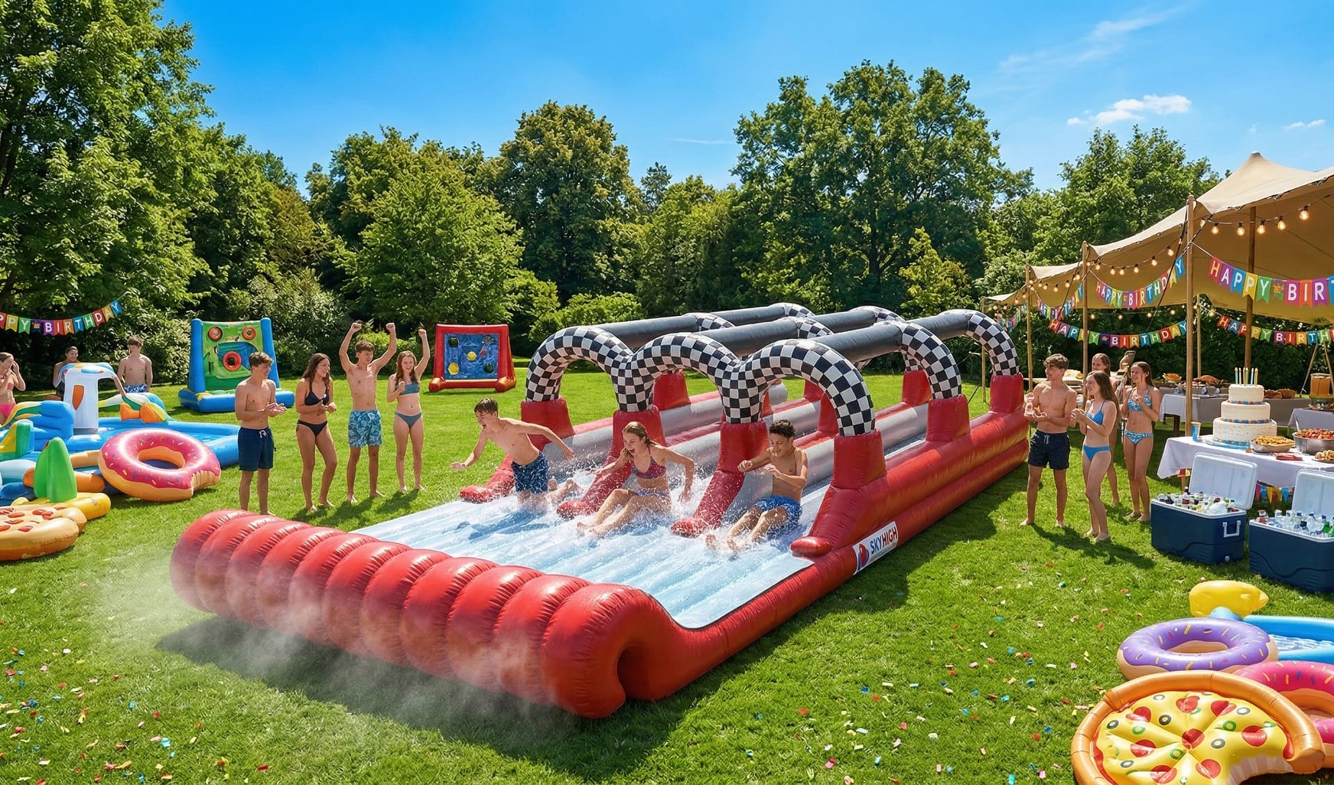 3 Lane Water Slide Summer Party Water Slide