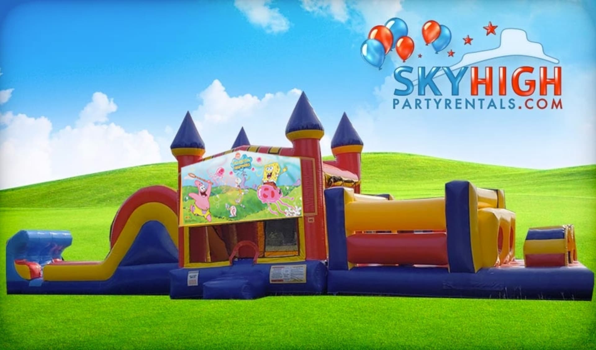 50 ft Spongebob Moonwalk obstacle