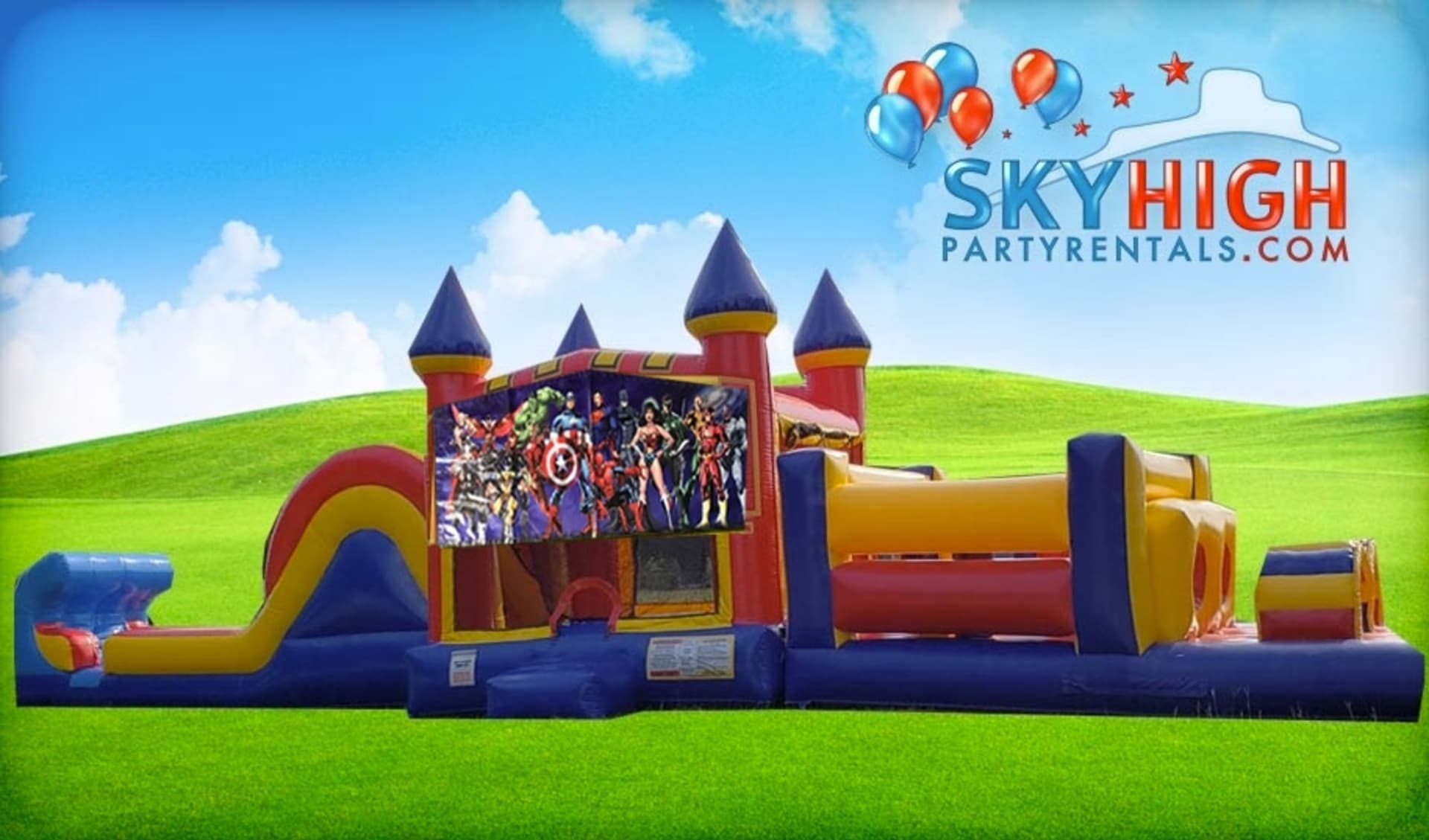 50ft Super Heroes Obstacle w/ Wet or Dry Slide