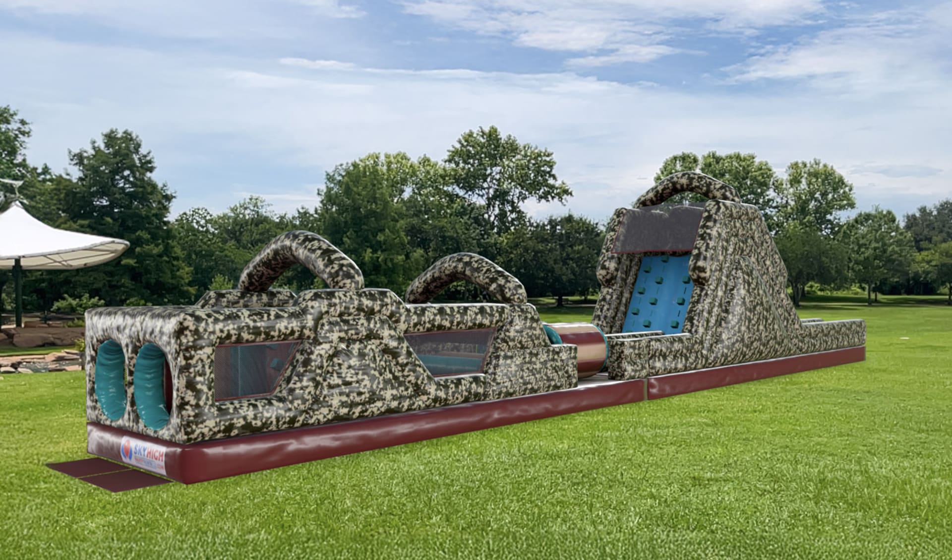 70ft Military Kids Camo Bounce House Obstacle Course